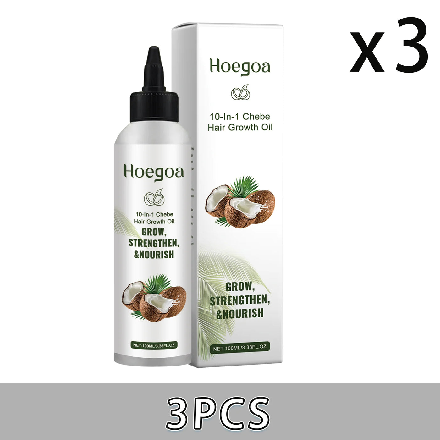 Hoegoa Coconut Hair Oil 100ml Nourishing Treatment For Dry Frizzy Hair Adds Shine and Softness With Natural Coconut Extract