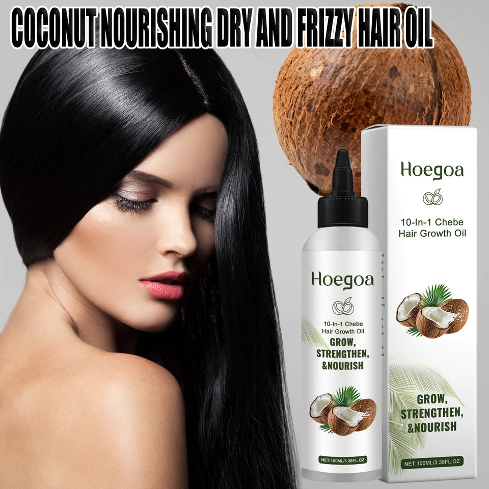 Hoegoa Coconut Hair Oil 100ml Nourishing Treatment For Dry Frizzy Hair Adds Shine and Softness With Natural Coconut Extract